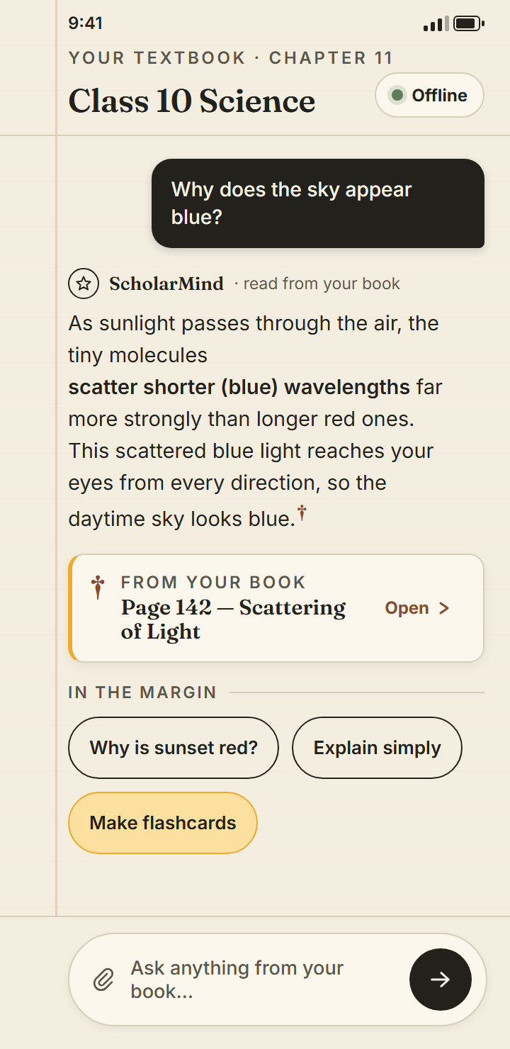 Chat with your book — a cited, offline answer