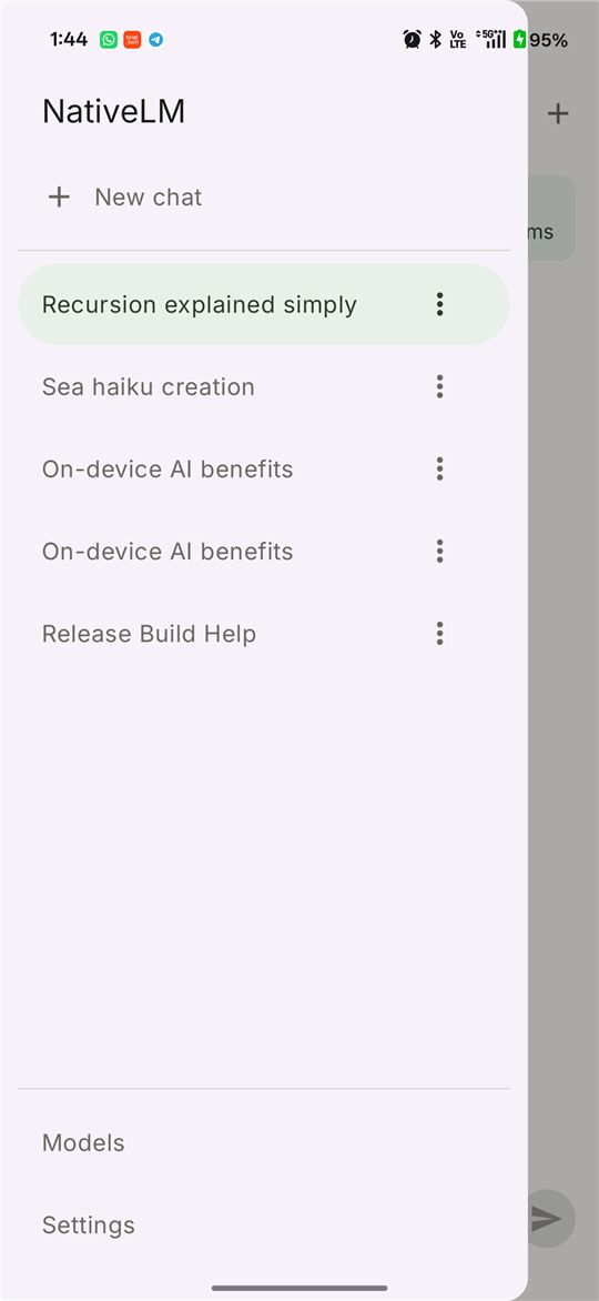 Conversation history drawer